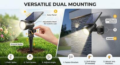 Foco Solar de Jardín 9 LED IP65 | Iluminación Exterior Resistente al Agua
