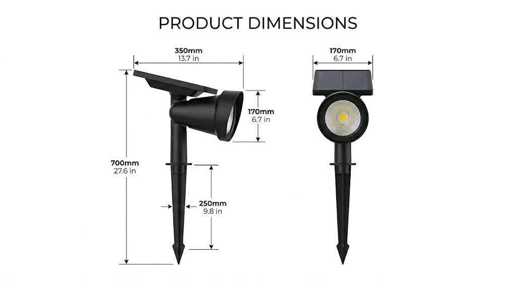 Foco Solar de Jardín 9 LED IP65 | Iluminación Exterior Resistente al Agua