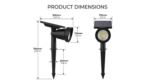 Foco Solar de Jardín 9 LED IP65 | Iluminación Exterior Resistente al Agua