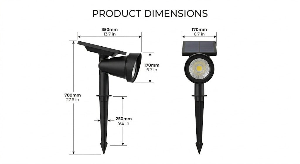 Foco Solar de Jardín 9 LED IP65 | Iluminación Exterior Resistente al Agua